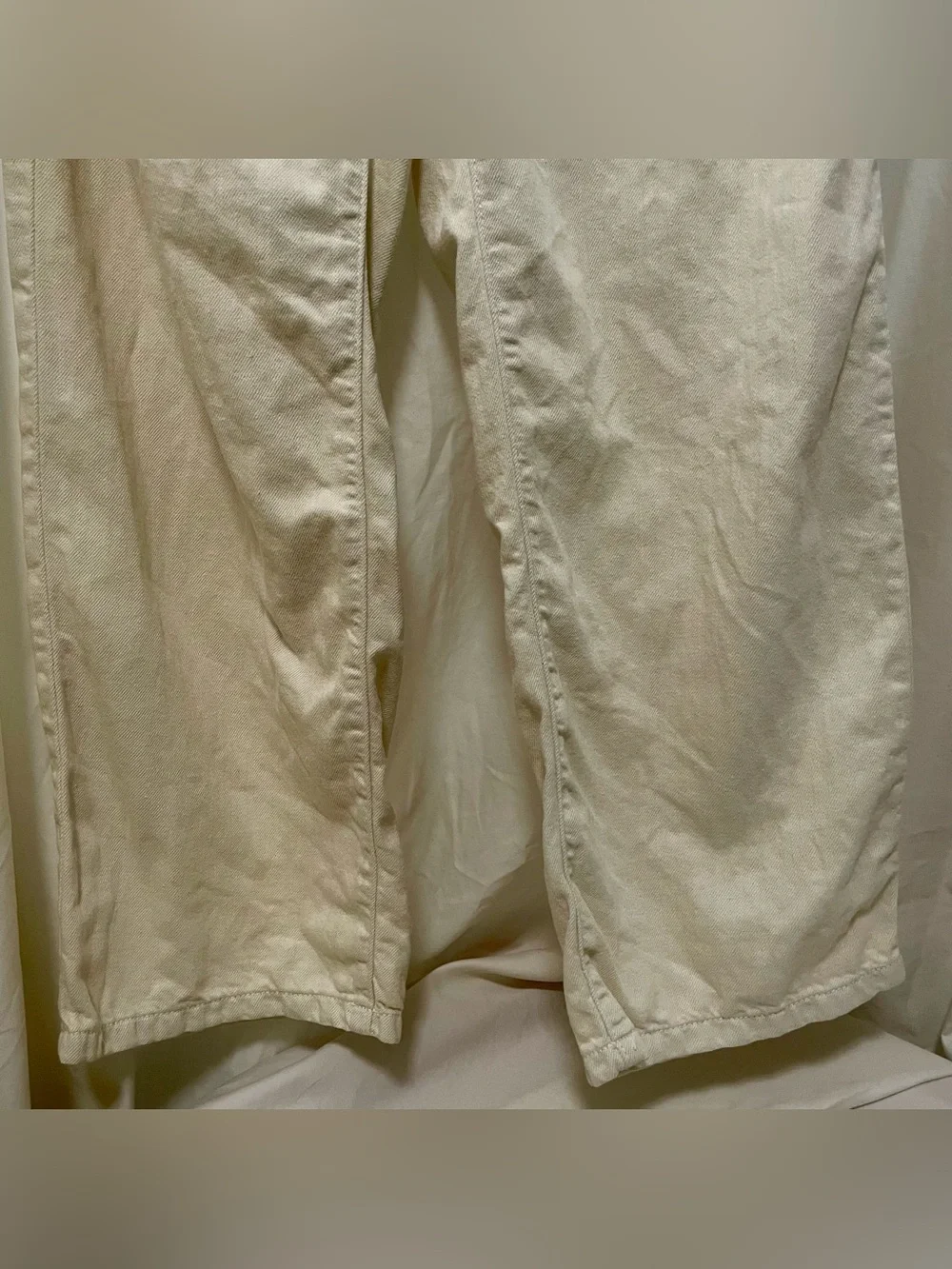 Zara Linen Cream Button-Fly Chinos